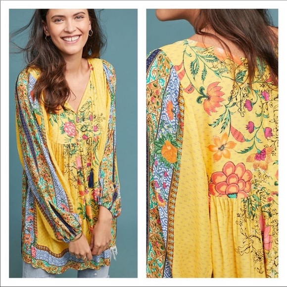 FARM Rio for Anthropologie Lorena patchwork tunic dress, size S - Picture 2 of 10